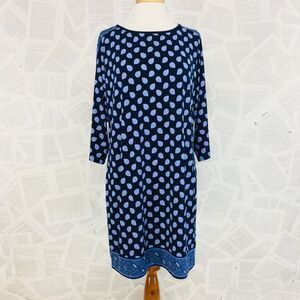 Michael Kors Navy Pasley Shift Dress Stretchy L